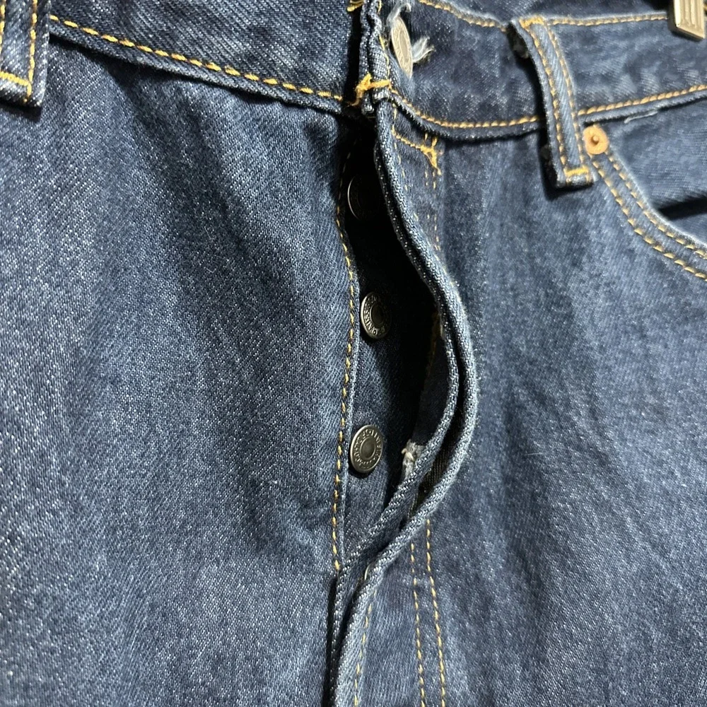 Levis 501 Mens Button Fly‎ Straight Leg Blue Dark Wash Denim Jeans Size 40